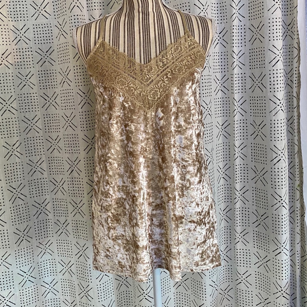 Crushed Velvet Lace Tank Top